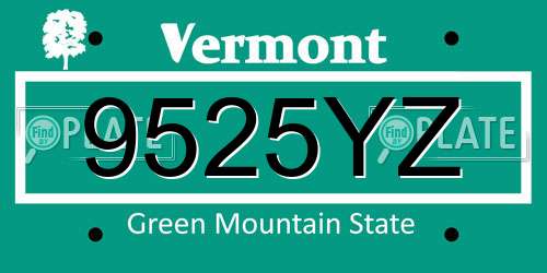 9525YZ Vermont License Plate