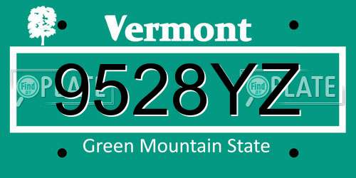 9528YZ Vermont License Plate