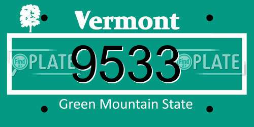 9533 Vermont License Plate