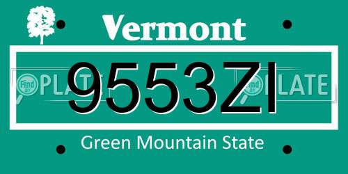 9553ZI Vermont License Plate