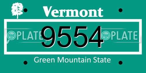 9554 Vermont License Plate