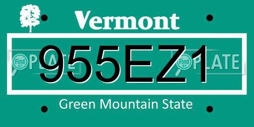 955EZ1 Vermont License Plate