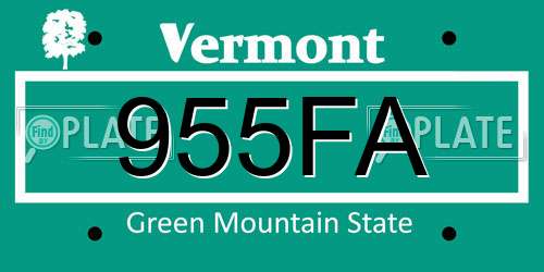 955FA Vermont License Plate