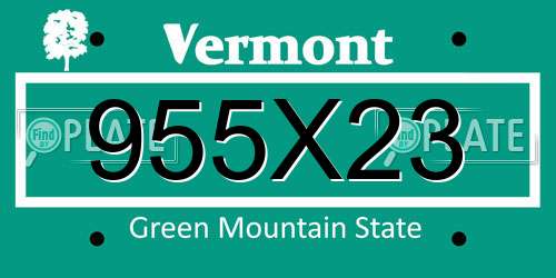 955X23 Vermont License Plate