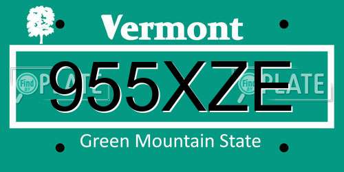 955XZE Vermont License Plate
