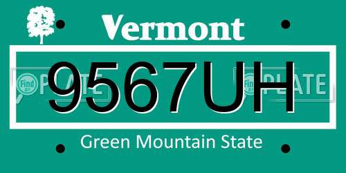 9567UH Vermont License Plate
