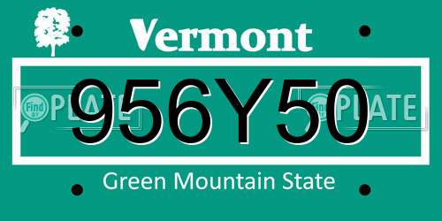 956Y50 Vermont License Plate