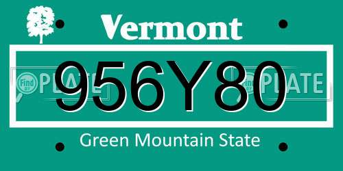 956Y80 Vermont License Plate