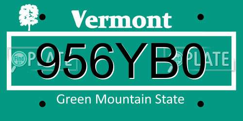 956YB0 Vermont License Plate