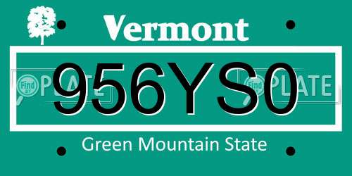 956YS0 Vermont License Plate