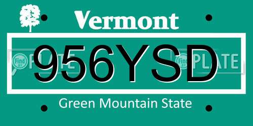 956YSD Vermont License Plate