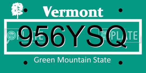 956YSQ Vermont License Plate