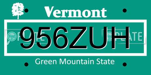956ZUH Vermont License Plate