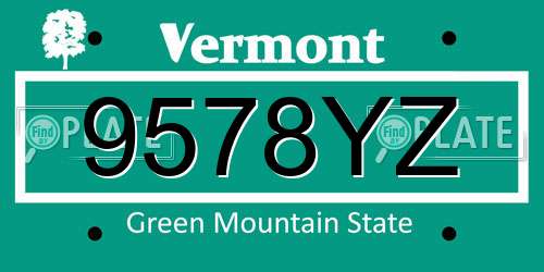 9578YZ Vermont License Plate