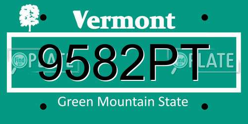 9582PT Vermont License Plate