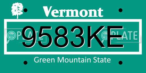 9583KE Vermont License Plate