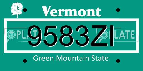 9583ZI Vermont License Plate