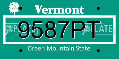 9587PT Vermont License Plate