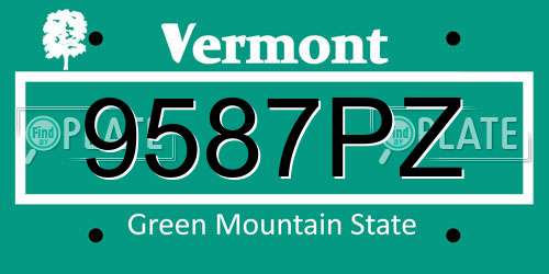 9587PZ Vermont License Plate