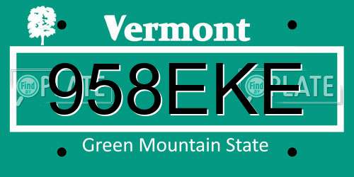 958EKE Vermont License Plate
