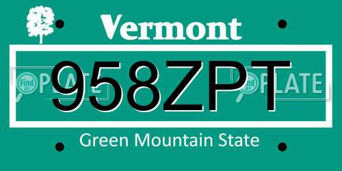 958ZPT Vermont License Plate