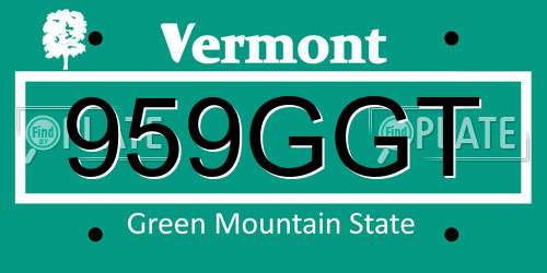 959GGT Vermont License Plate
