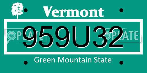 959U32 Vermont License Plate