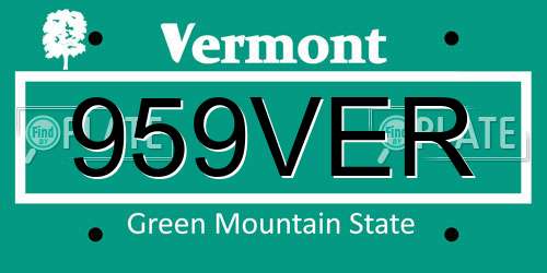 959VER Vermont License Plate