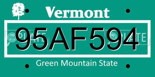 95AF594 Vermont License Plate