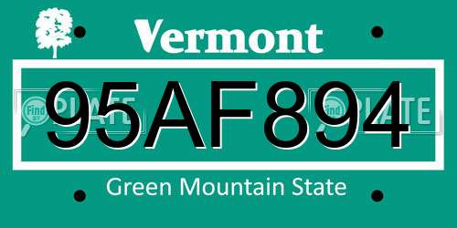 95AF894 Vermont License Plate