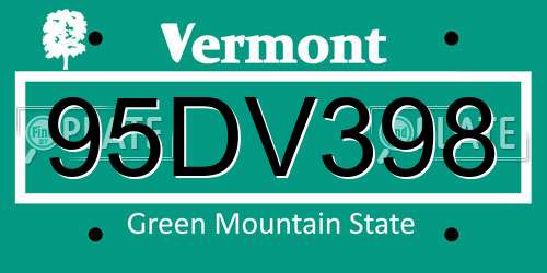 95DV398 Vermont License Plate