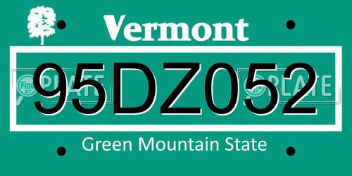 95DZ052 Vermont License Plate