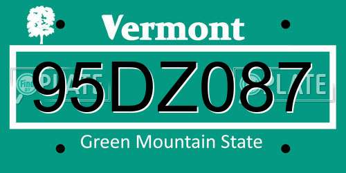 95DZ087 Vermont License Plate