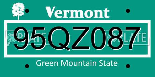 95QZ087 Vermont License Plate