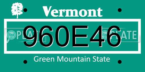 960E46 Vermont License Plate