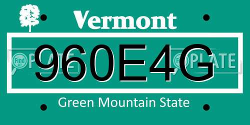 960E4G Vermont License Plate