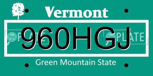 960HGJ Vermont License Plate