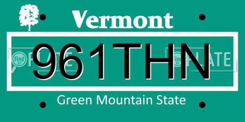 961THN Vermont License Plate