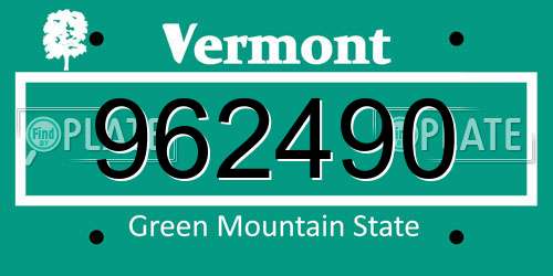 962490 Vermont License Plate
