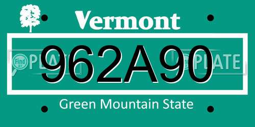 962A90 Vermont License Plate