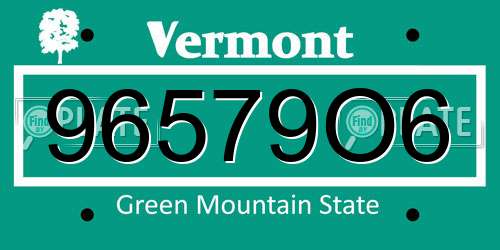 96579O6 Vermont License Plate