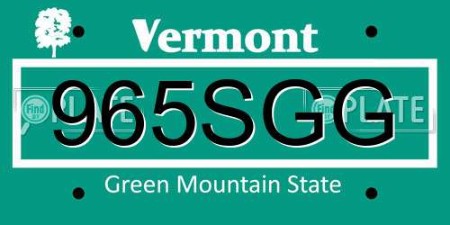 965SGG Vermont License Plate