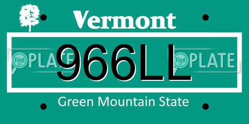966LL Vermont License Plate