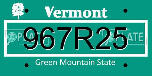 967R25 Vermont License Plate