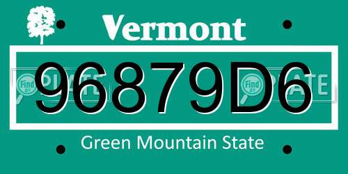 96879D6 Vermont License Plate