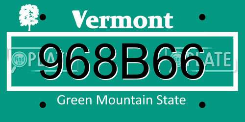968B66 Vermont License Plate