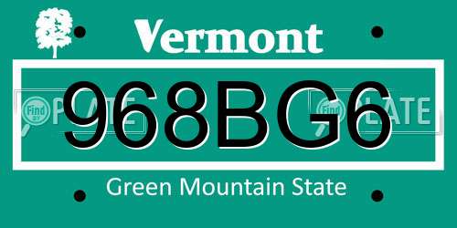 968BG6 Vermont License Plate