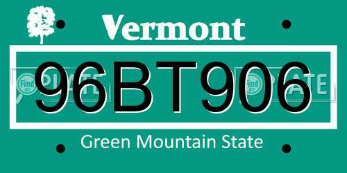 96BT906 Vermont License Plate