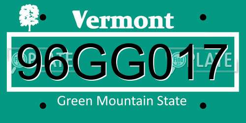 96GG017 Vermont License Plate