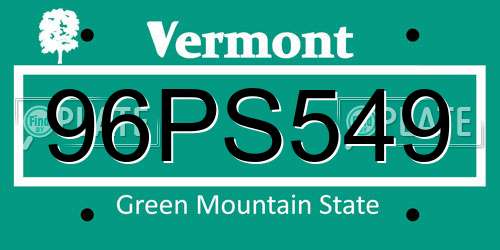 96PS549 Vermont License Plate